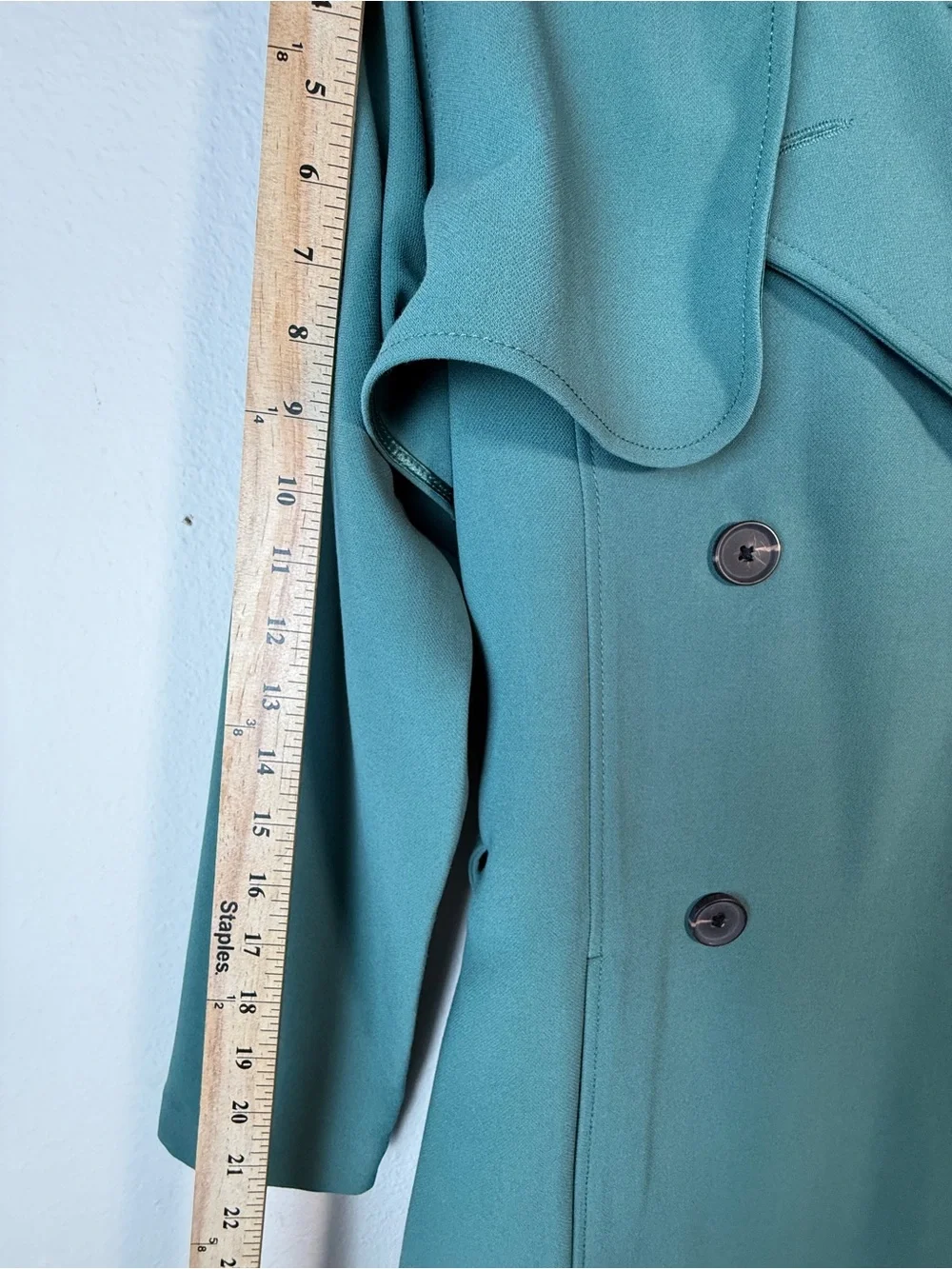 NWOT Abercrombie & Fitch Trench Coat Large Jade Blue Green Belted Duster Blazer - Picture 7 of 12